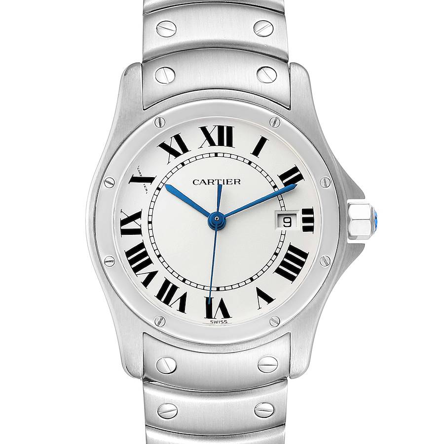 Cartier Santos Ronde 30mm Silver Dial Steel Ladies Watch W20027K1 SwissWatchExpo