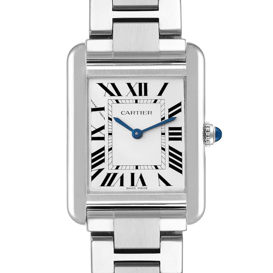 Cartier Tank Solo Silver Dial Small Steel Ladies Watch W5200013 Box Papers SwissWatchExpo
