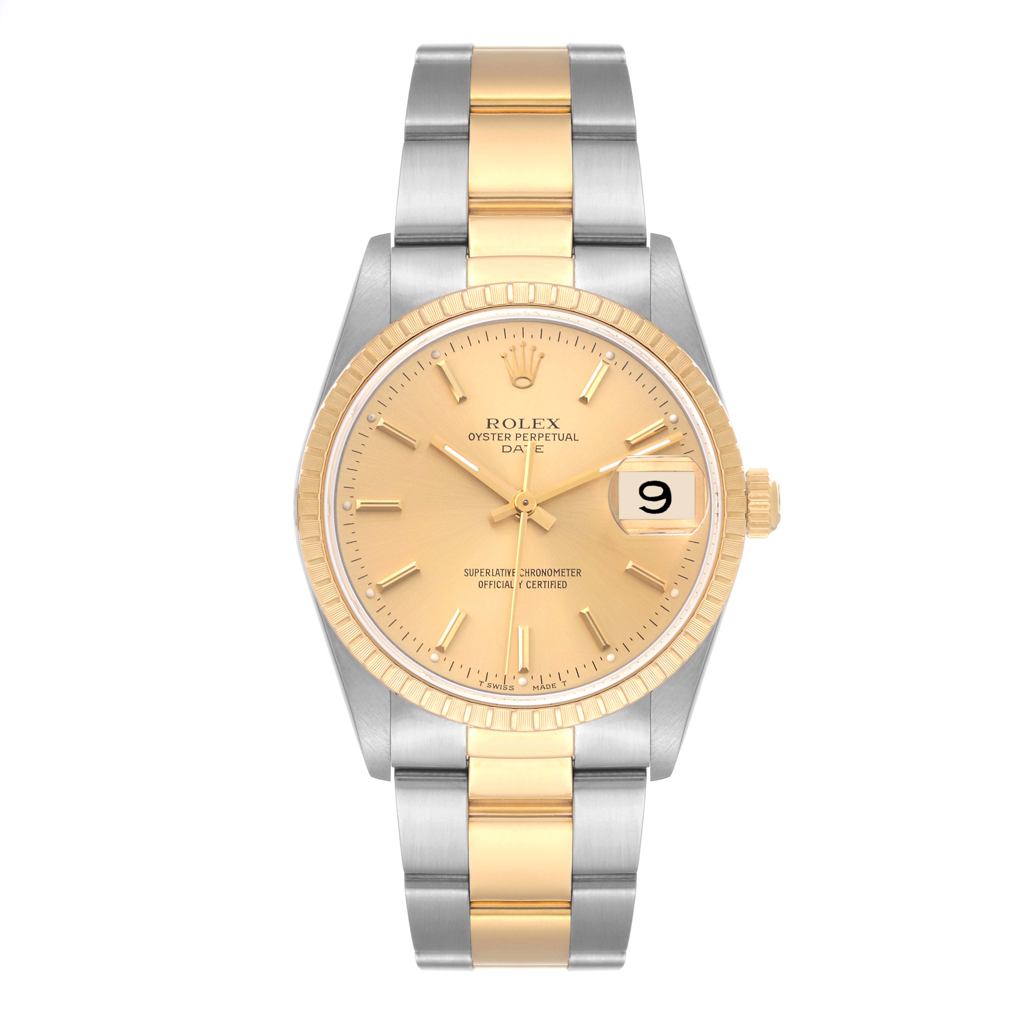 コレクション GOLD Rolex Date Silver Index 2-tone Yellow Gold/ Steel Watch - 15223