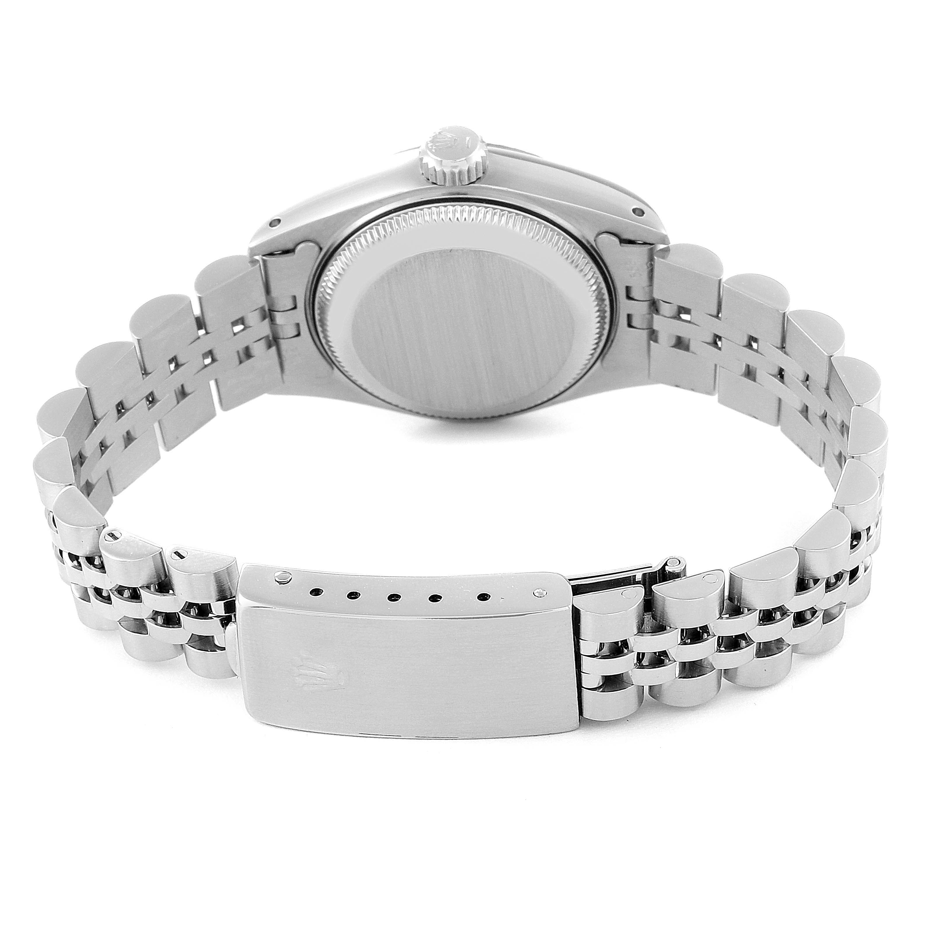 This image shows the back and bracelet clasp of a Rolex Datejust 69174 Women's Stainless Steel Silver Dial 69174 Women's Stainless Steel Silver Dial watch, viewed from the underside.