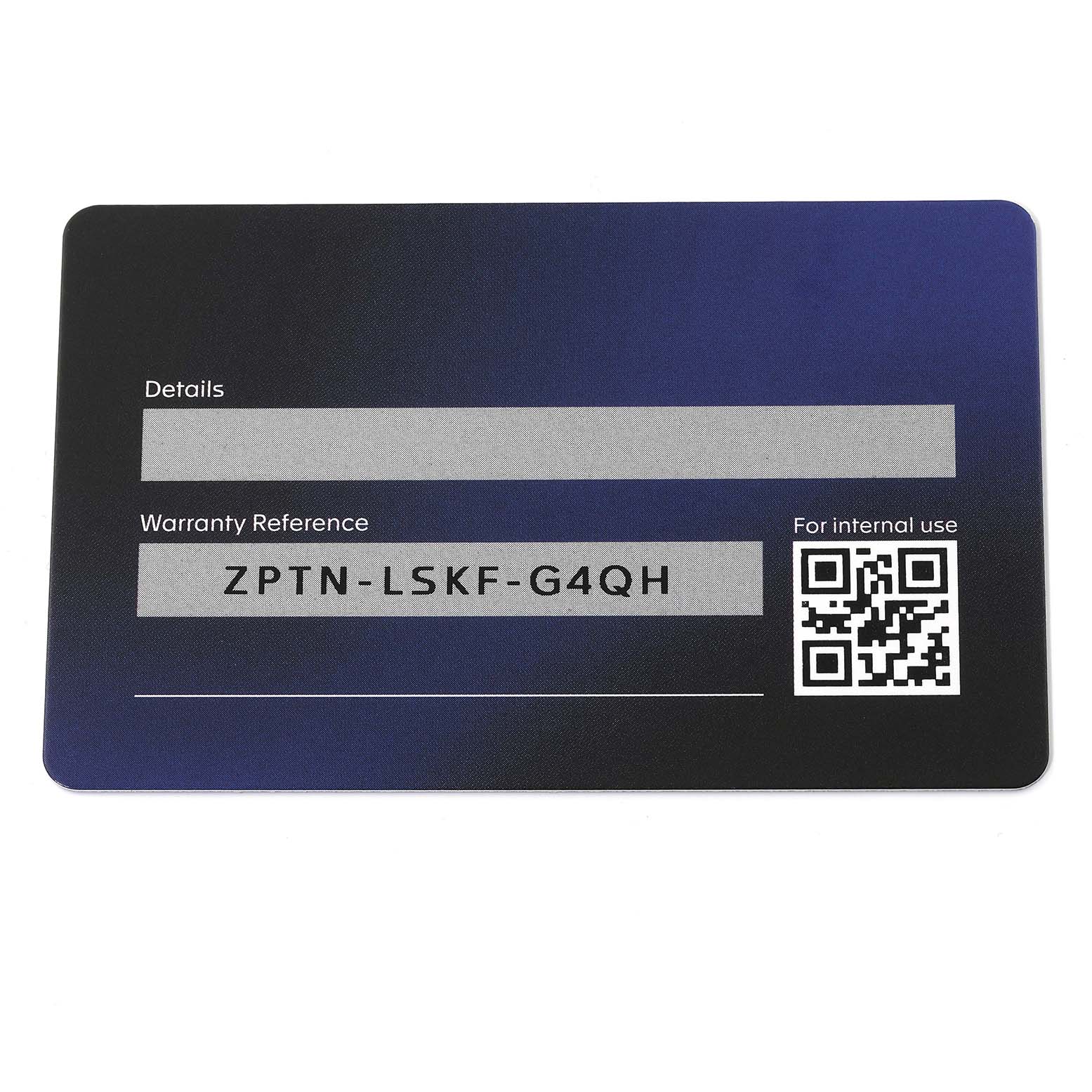 This image shows a warranty card for a Tag Heuer Aquaracer WBP1113.BA0000 Men's Stainless Steel Blue Dial WBP1113.BA0000 Men's Stainless Steel Blue Dial watch, including a warranty reference number and a QR code.