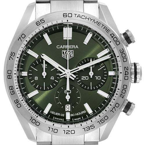 Photo of Tag Heuer Carrera Chronograph Green Dial Steel Mens Watch CBN2A10 Unworn