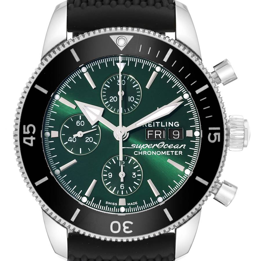 Breitling SuperOcean Heritage II Chrono Green Dial Steel Mens Watch A13313 SwissWatchExpo