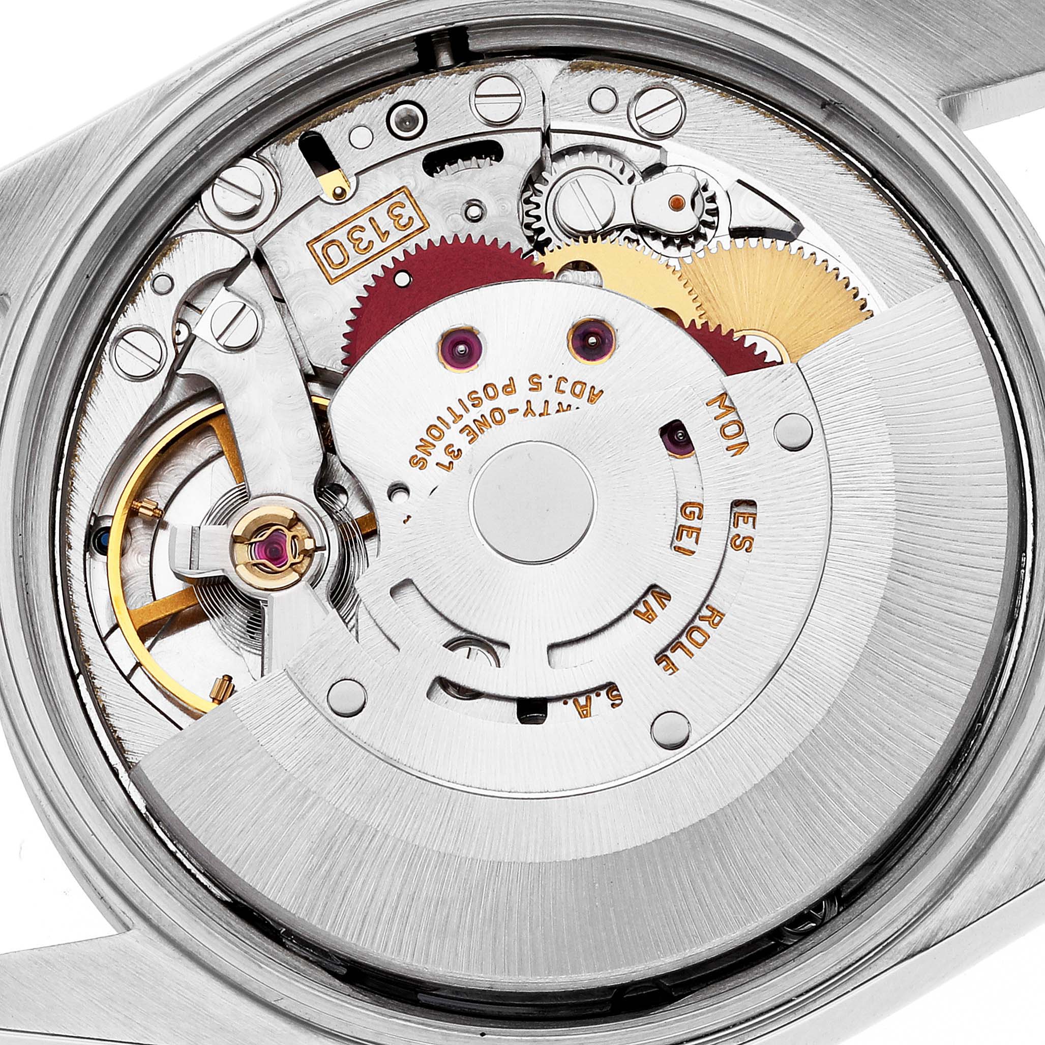 The image shows a close-up view of the movement and internal components of the Rolex Air-King 14000 Men's Stainless Steel Black Dial 14000 Men's Stainless Steel Black Dial watch.