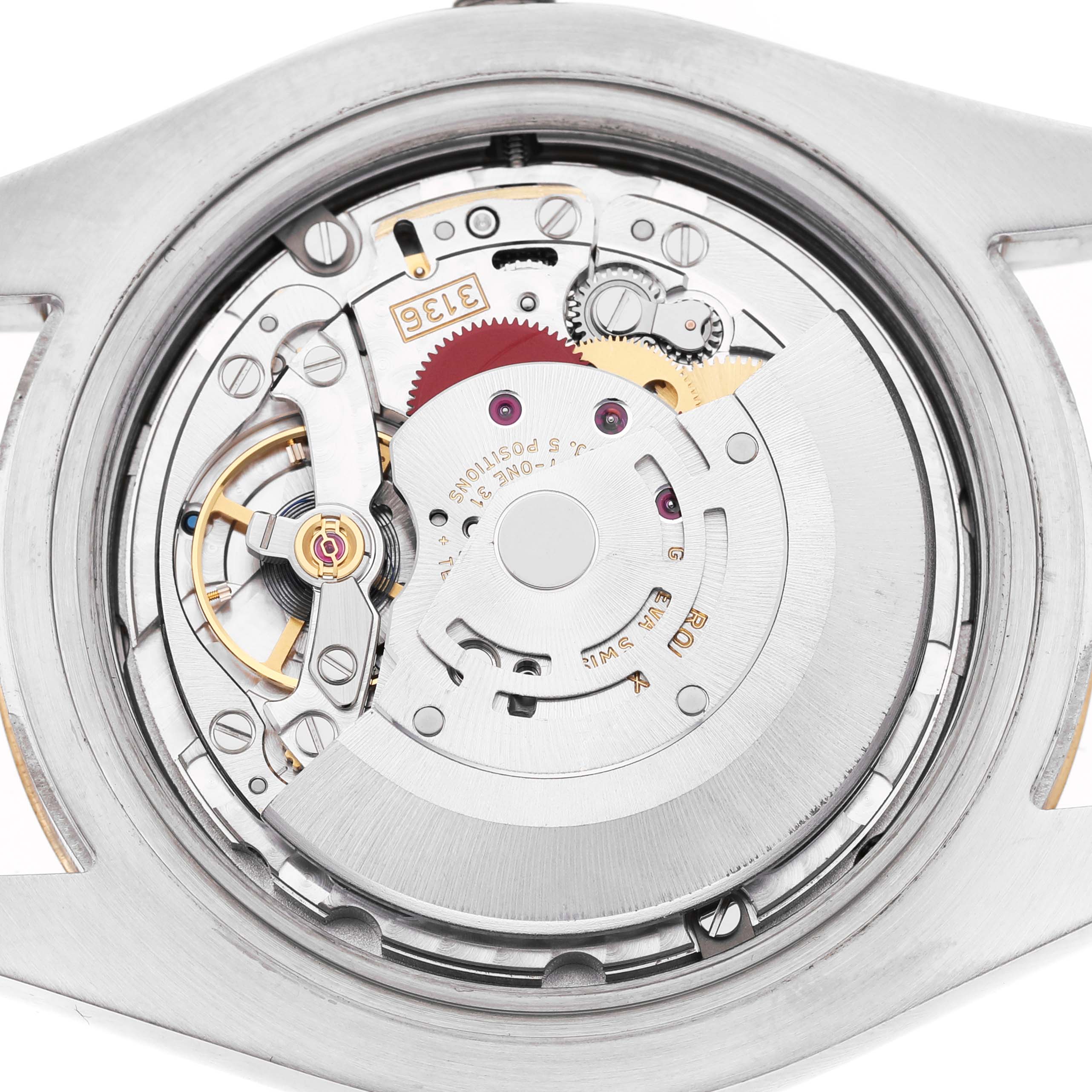 The image shows the movement of the Rolex Datejust 41 116333 Men's Steel and Gold (two tone) Champagne Dial from a back angle.