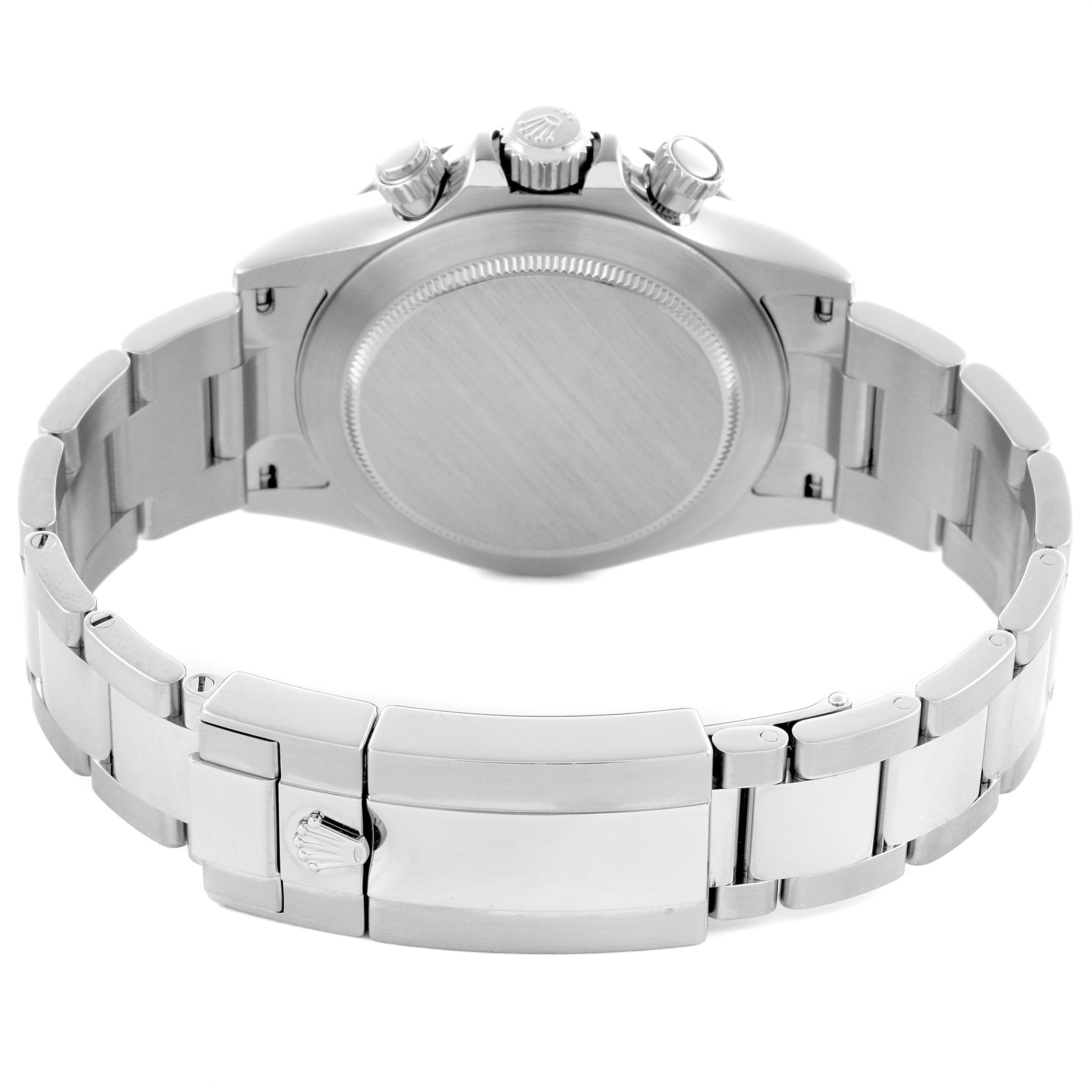 This image shows the back and bracelet clasp of a Rolex Datejust watch from a rear angle.