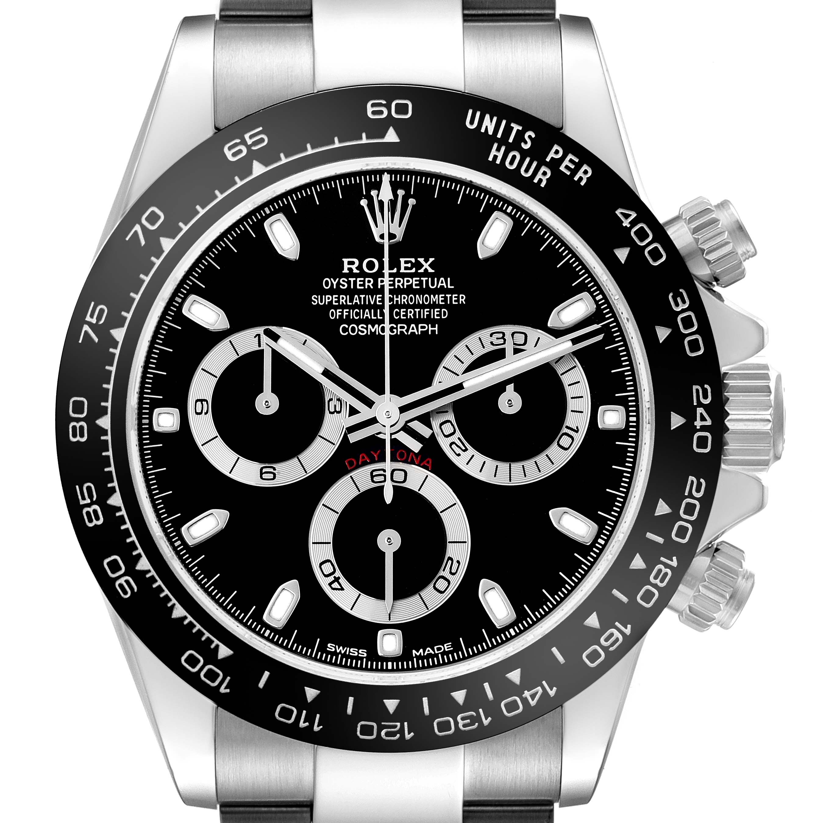 The Rolex watch is shown from a top view, highlighting the dial, bezel, and crown.