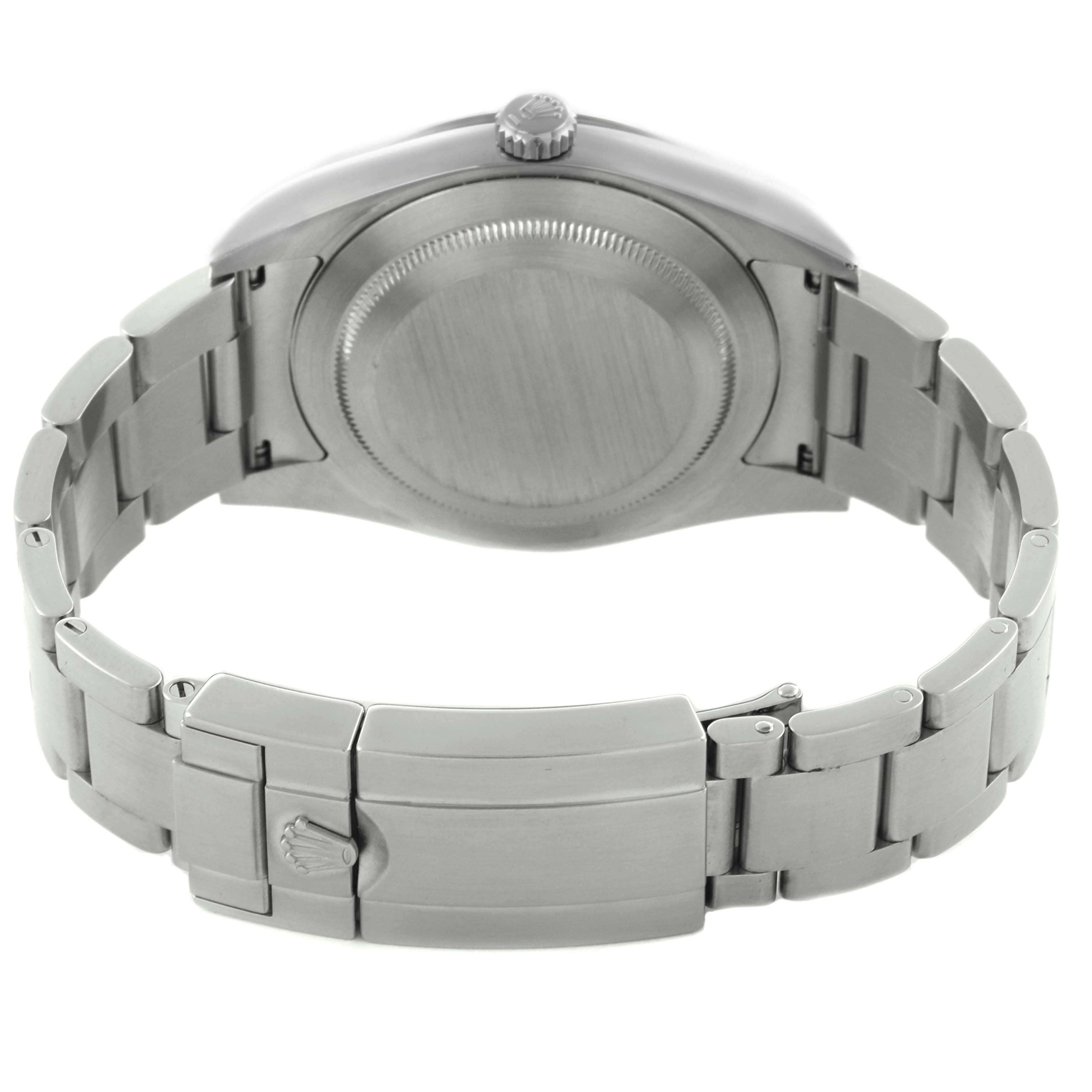 The image shows the back case and bracelet clasp of a Rolex Explorer 214270 Men's Stainless Steel Black Dial 214270 Men's Stainless Steel Black Dial watch.