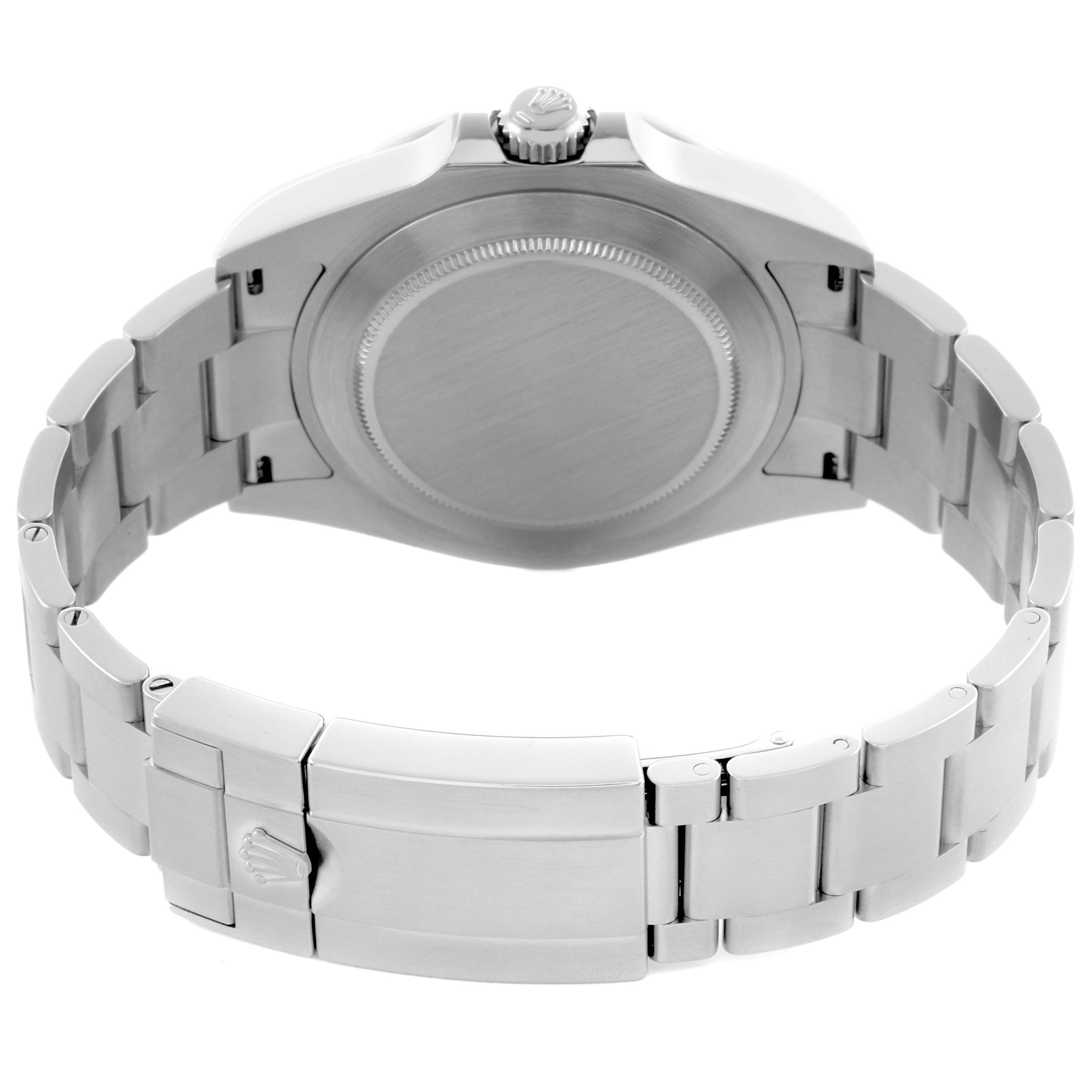 The image shows the back case and bracelet clasp of the Rolex Explorer M226570-0002 Men's Stainless Steel Black Dial M226570-0002 Men's Stainless Steel Black Dial watch from a rear angle.