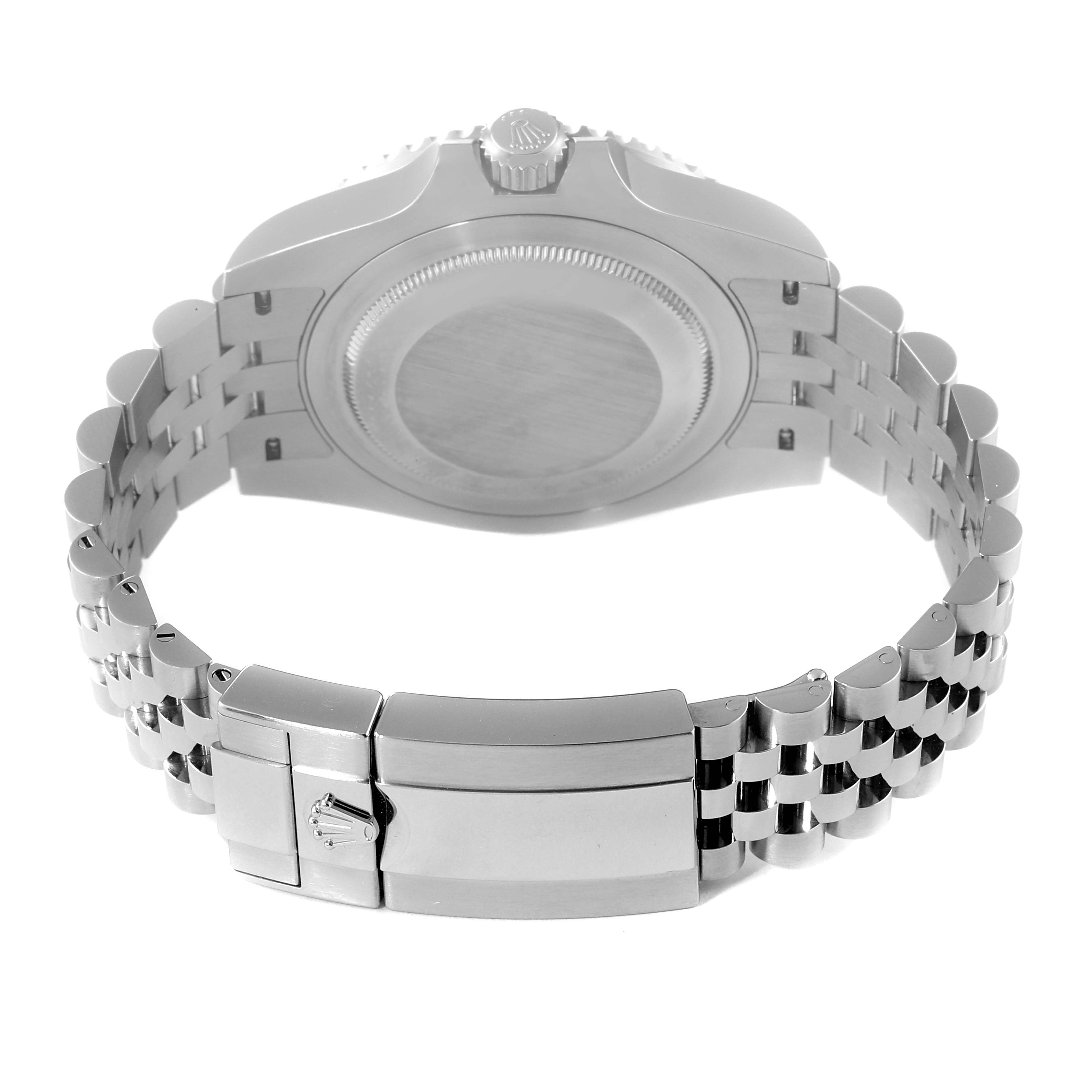 The image shows the back case, crown, and bracelet of a Rolex GMT-Master 126710 Men
s Stainless Steel Black Dial 126710 Men
s Stainless Steel Black Dial watch from a rear angle.