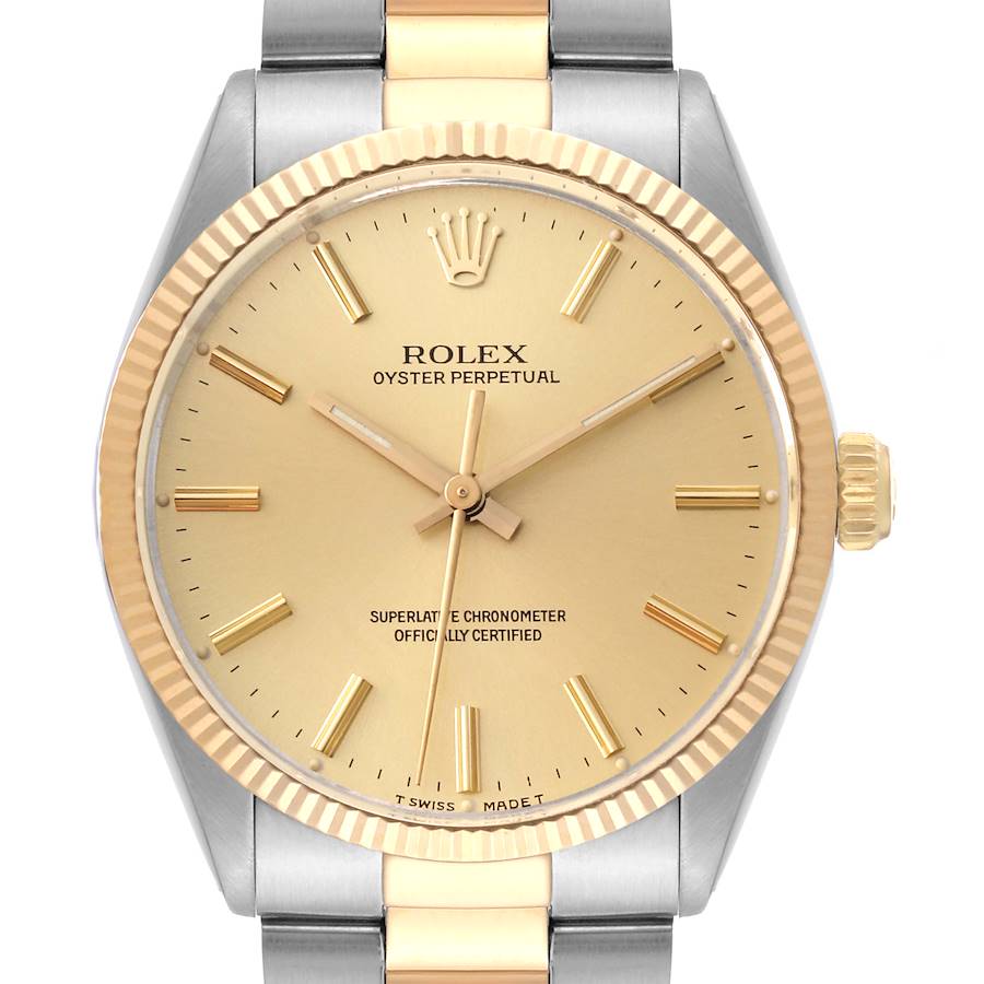Rolex Oyster Perpetual Steel Yellow Gold Vintage Mens Watch 1005 Box Papers SwissWatchExpo