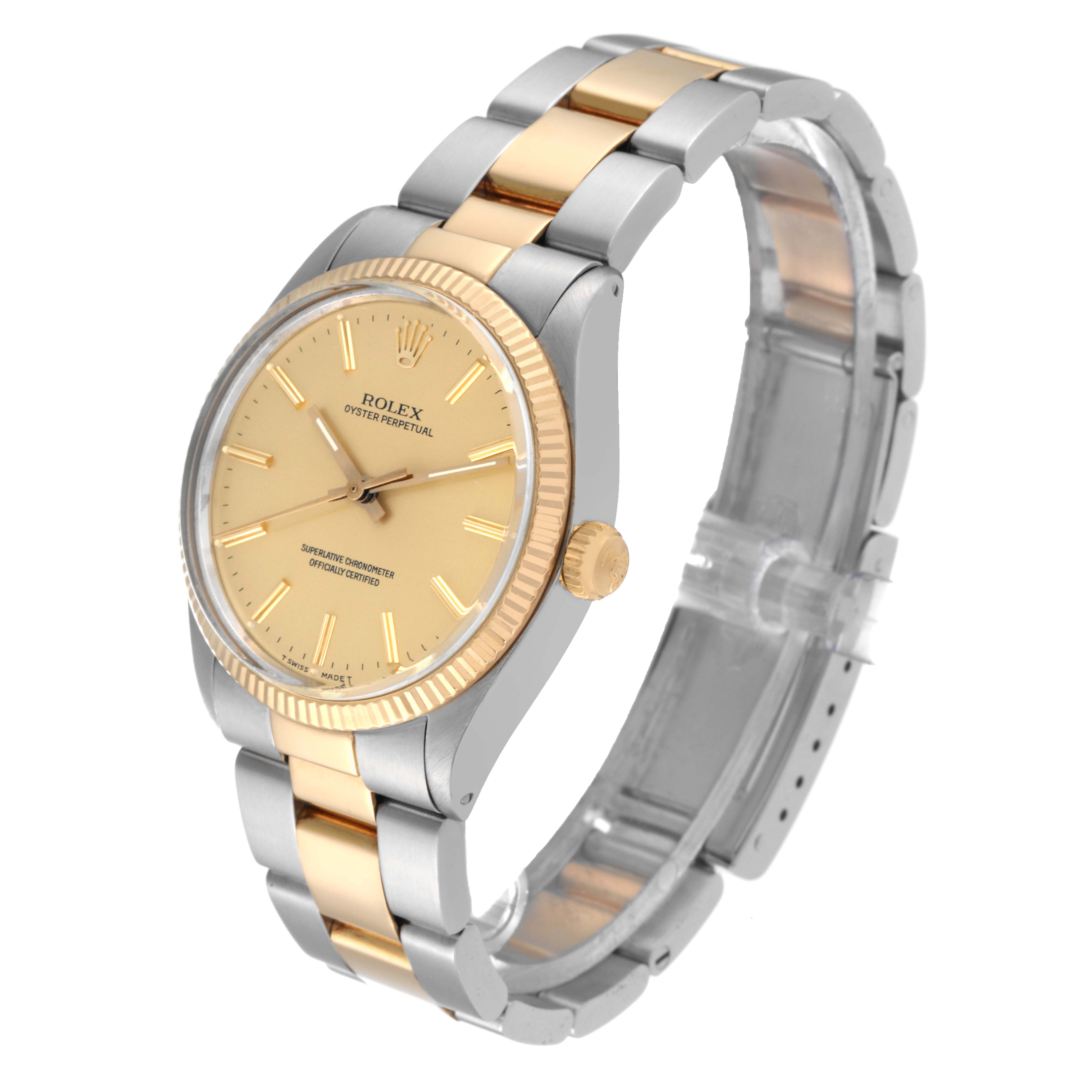 The Vintage Collection Rolex watch is shown at a slight angle, displaying the face, bezel, crown, and two-tone bracelet.