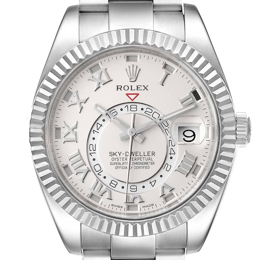 Rolex Sky-Dweller White Gold Roman Dial Mens Watch 326939 Box Card SwissWatchExpo
