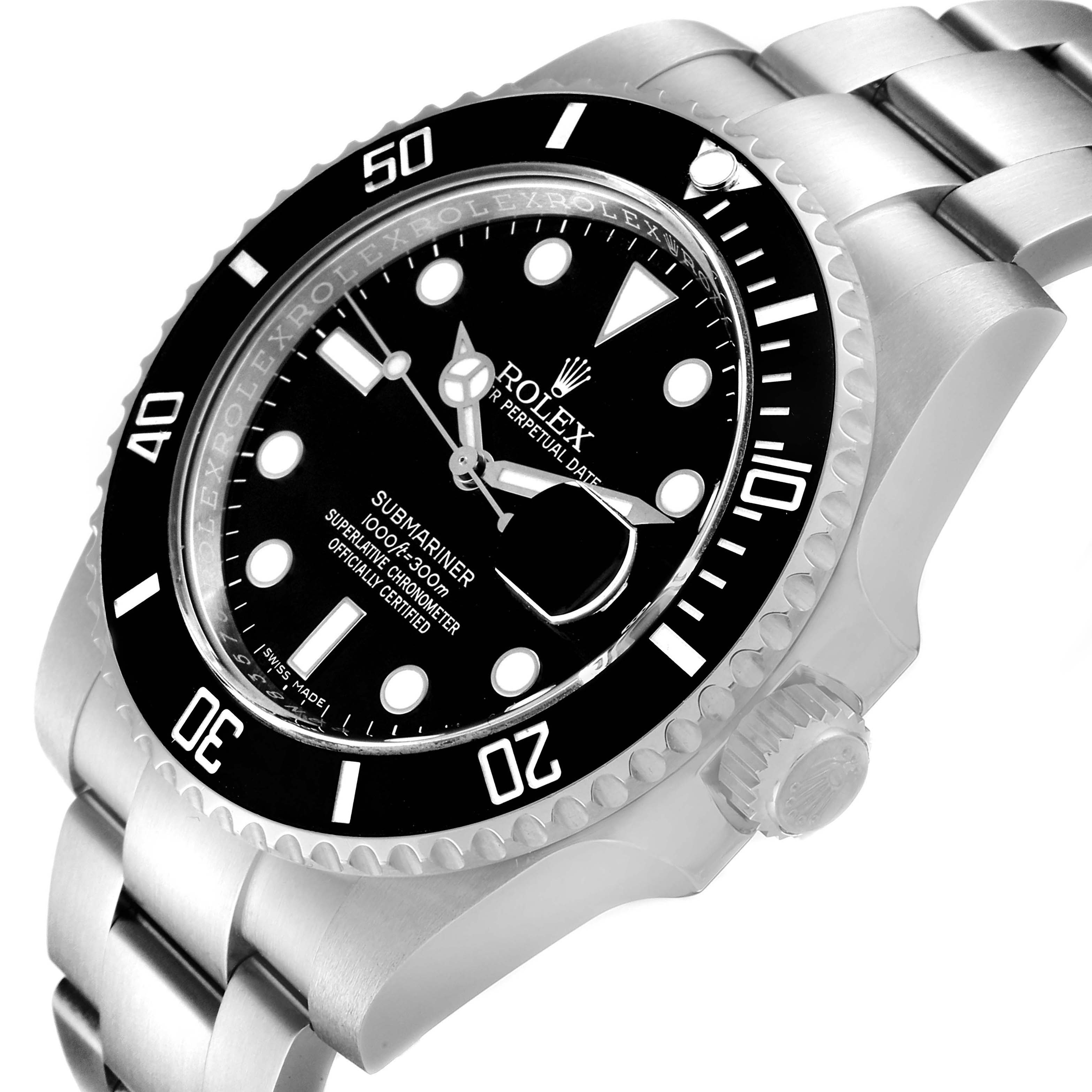 The image shows a Rolex Submariner 116610 Men
s Stainless Steel Black Dial 116610 Men
s Stainless Steel Black Dial watch at an angled view, highlighting the face, bezel, crown, and part of the bracelet.