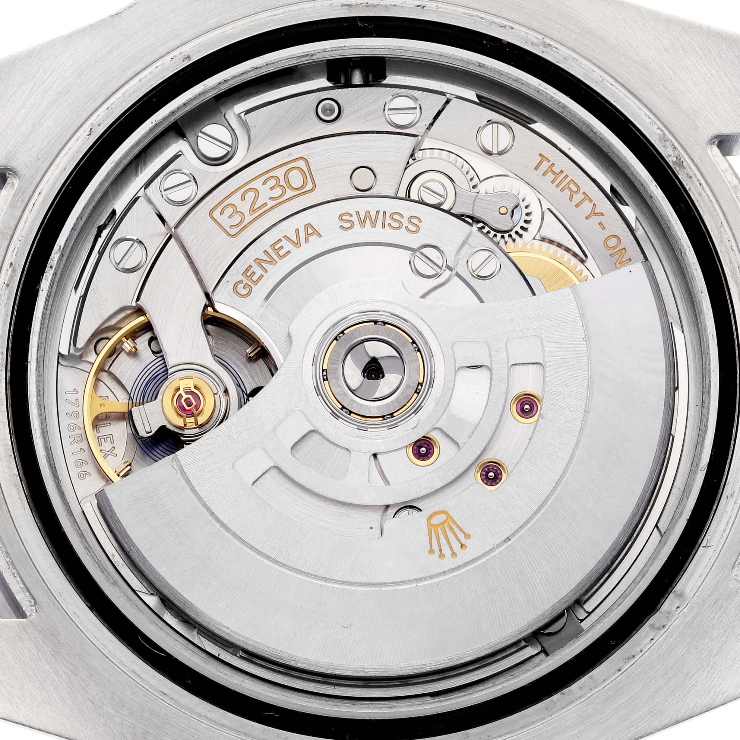 The image shows the back view of the movement inside a Rolex Submariner 124060 Men's Stainless Steel Black Dial 124060 Men's Stainless Steel Black Dial, highlighting its intricate gears and rotor.