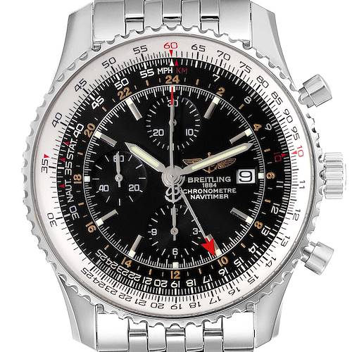 Photo of Breitling Navitimer World Black Dial Steel Mens Watch A24322
