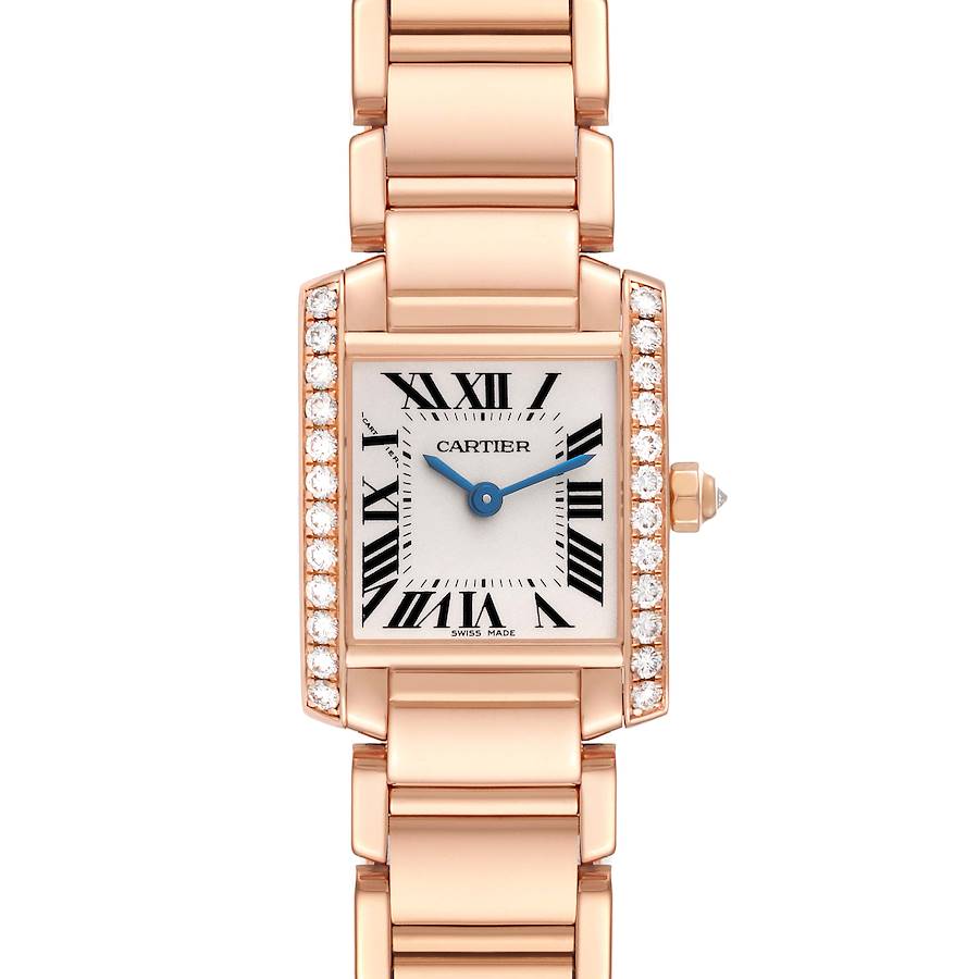 Cartier Tank Francaise Small Rose Gold Diamond Ladies Watch WE10456H SwissWatchExpo