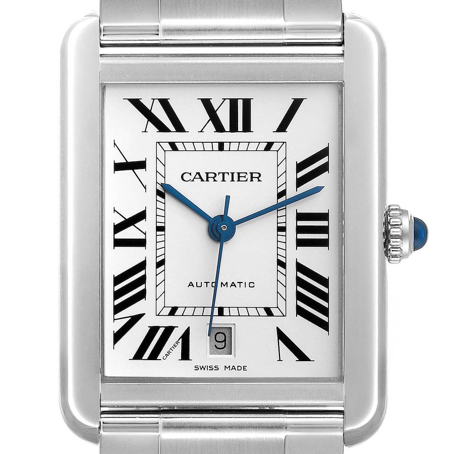 Cartier Tank Solo XL Silver Dial Automatic Steel Mens Watch W5200028 Card SwissWatchExpo