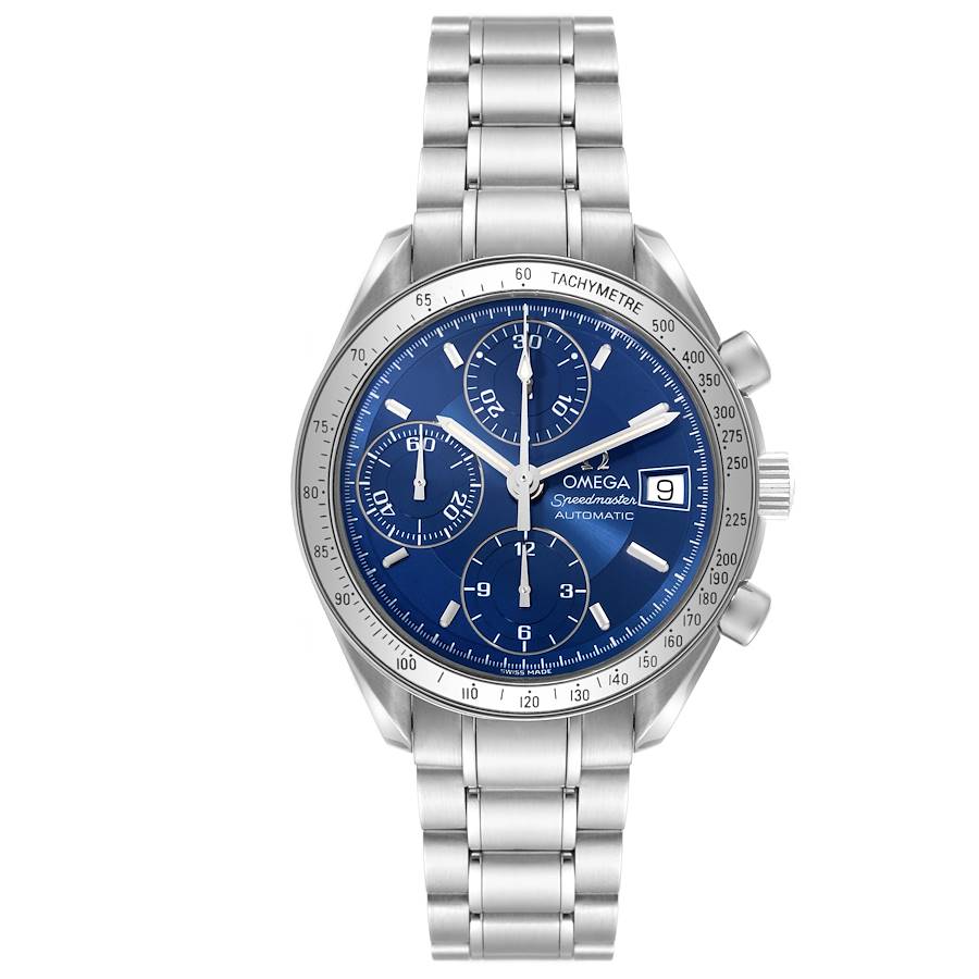 Omega Speedmaster Date Automatic Blue Dial Steel Mens Watch