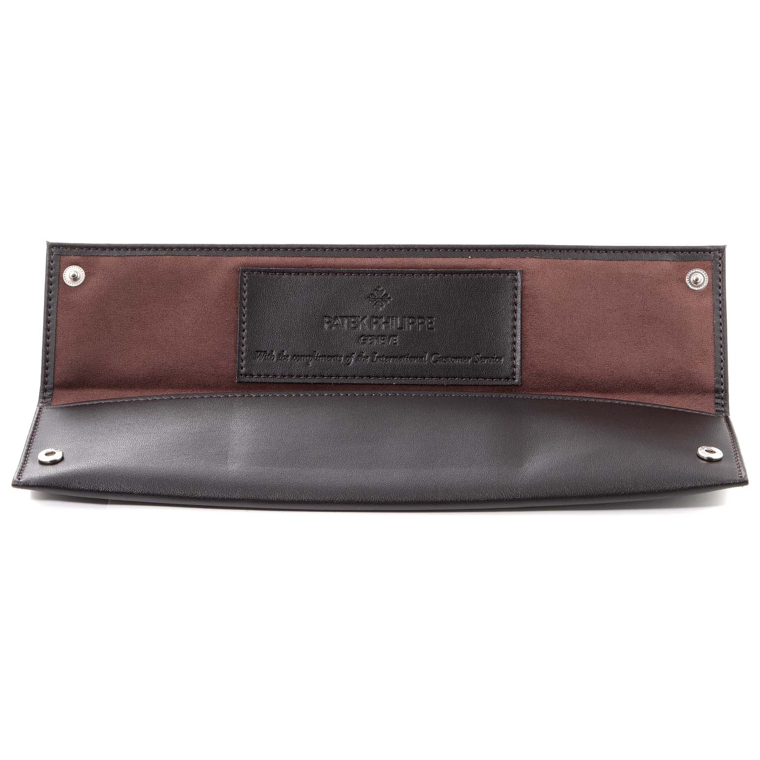 This is an open leather pouch for the Patek Philippe Calatrava 5227G Men's White Gold Black Dial 5227G Men's White Gold Black Dial model watch.