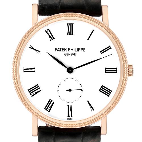 Photo of Patek Philippe Calatrava Rose Gold Black Strap Mens Watch 5119