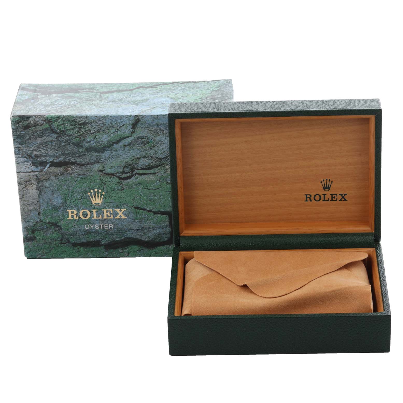 The image shows a Rolex Air-King 14000 Men's Stainless Steel Blue Dial 14000 Men's Stainless Steel Blue Dial watch box and packaging at an angle, displaying the inner cushion.