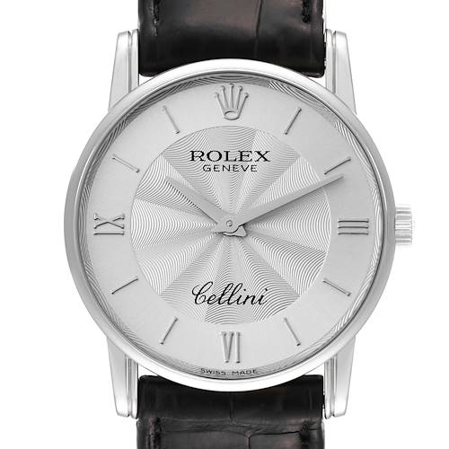 Photo of Rolex Cellini Classic White Gold Silver Guilloche Dial Mens Watch 5116