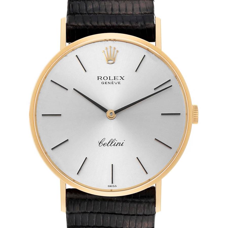 Rolex Cellini Classic Yellow Gold Silver Dial Vintage Mens Watch 4112 SwissWatchExpo