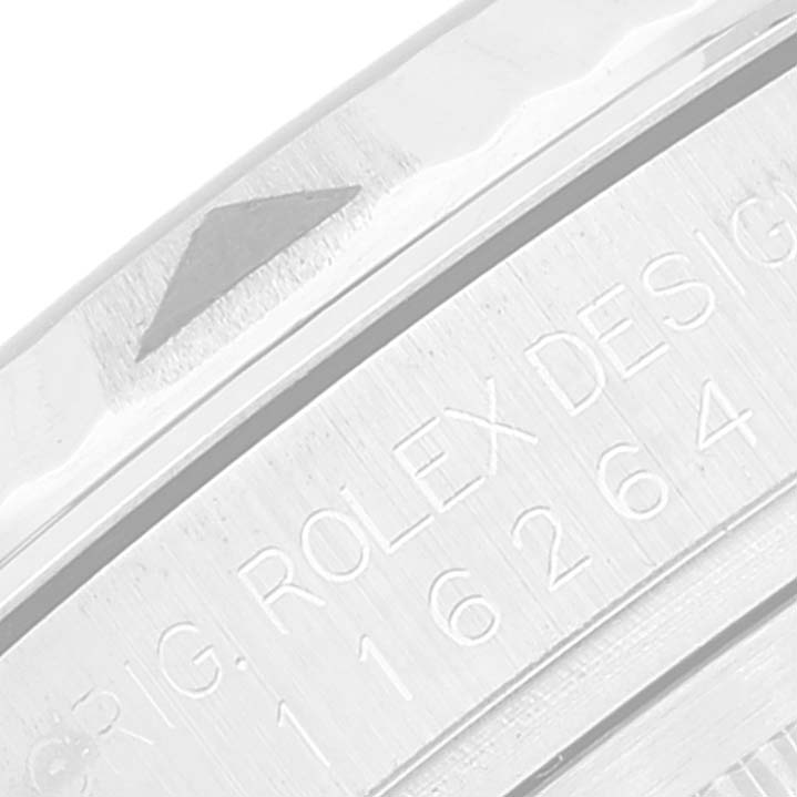 This close-up image shows part of the Turn-o-Graph Rolex
s bezel and engraved model number.