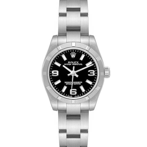 Photo of Rolex Nondate Black Dial Oyster Bracelet Steel Ladies Watch 176210