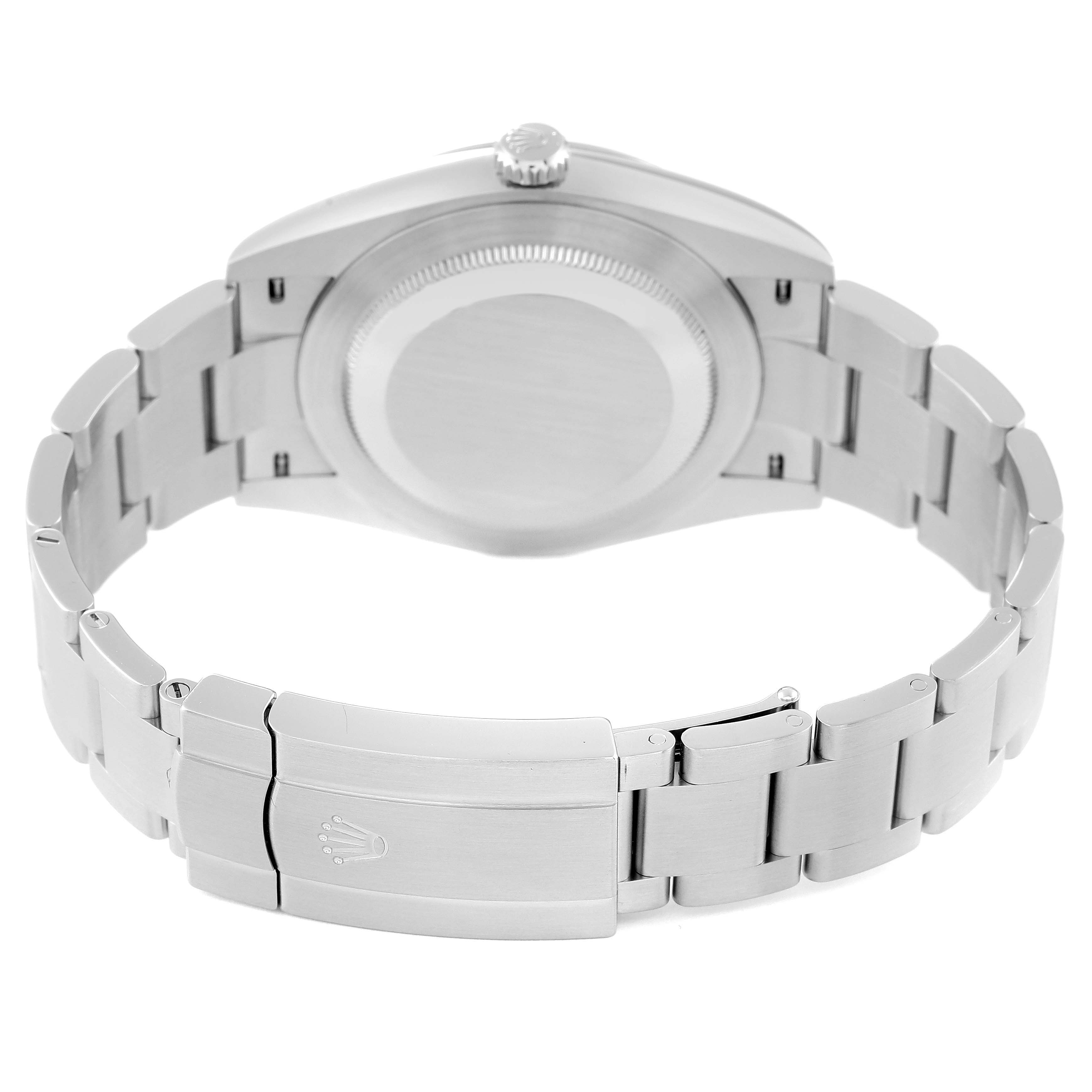 The image shows the back view and bracelet of a Rolex Oyster Perpetual 124300 Men's Stainless Steel Silver Dial 124300 Men's Stainless Steel Silver Dial model.