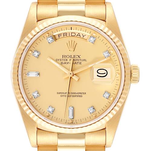 Photo of Rolex President Day-Date Yellow Gold Diamond Dial Mens Watch 18038