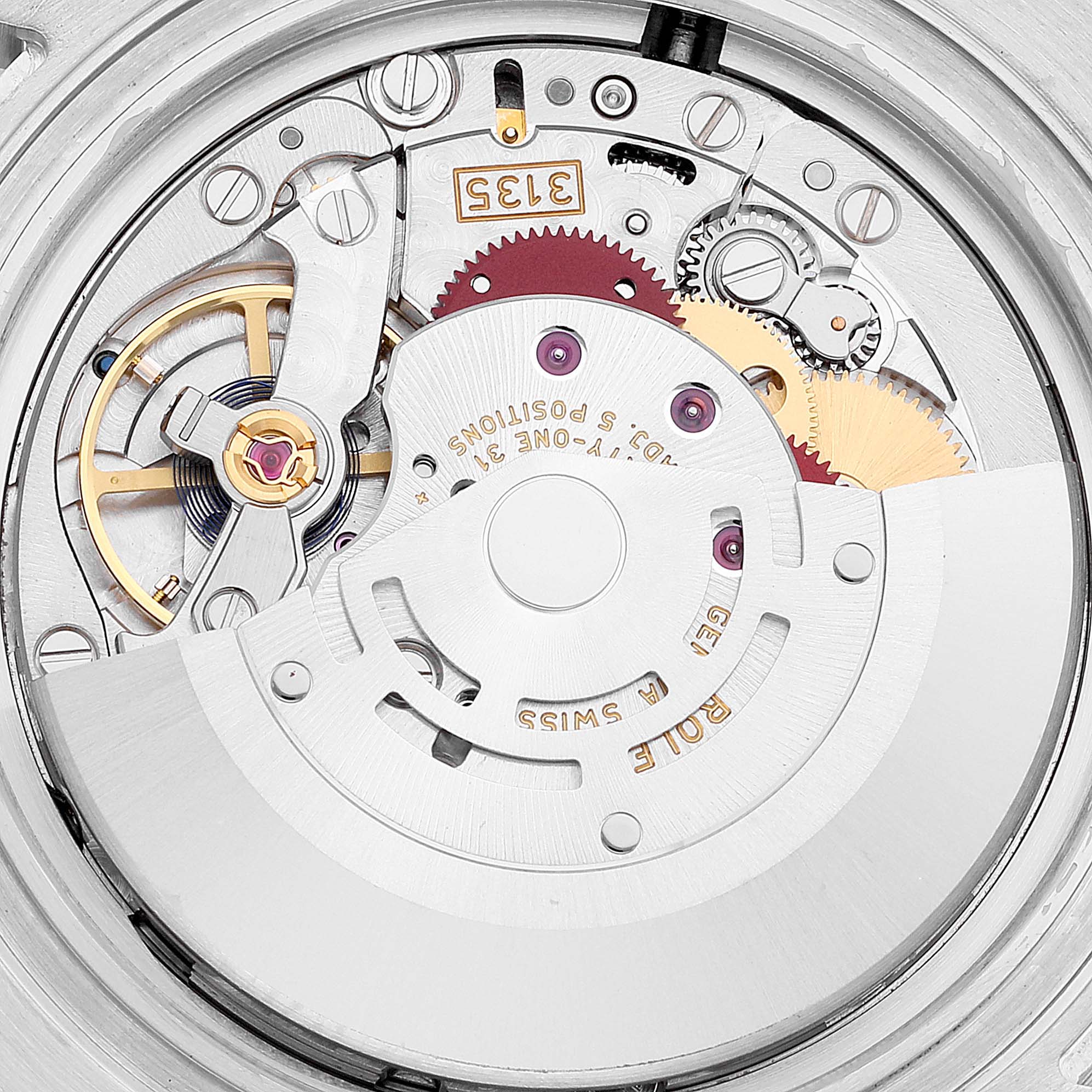 The image shows a close-up view of the movement mechanism of a Rolex Submariner 116610 Men's Stainless Steel Black Dial 116610 Men's Stainless Steel Black Dial watch.