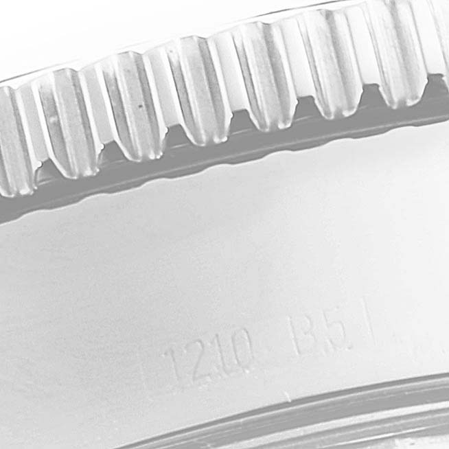 The image shows a close-up of the bezel and part of the case back of the Breitling Superocean A17364 Men's Stainless Steel Black Dial A17364 Men's Stainless Steel Black Dial watch.