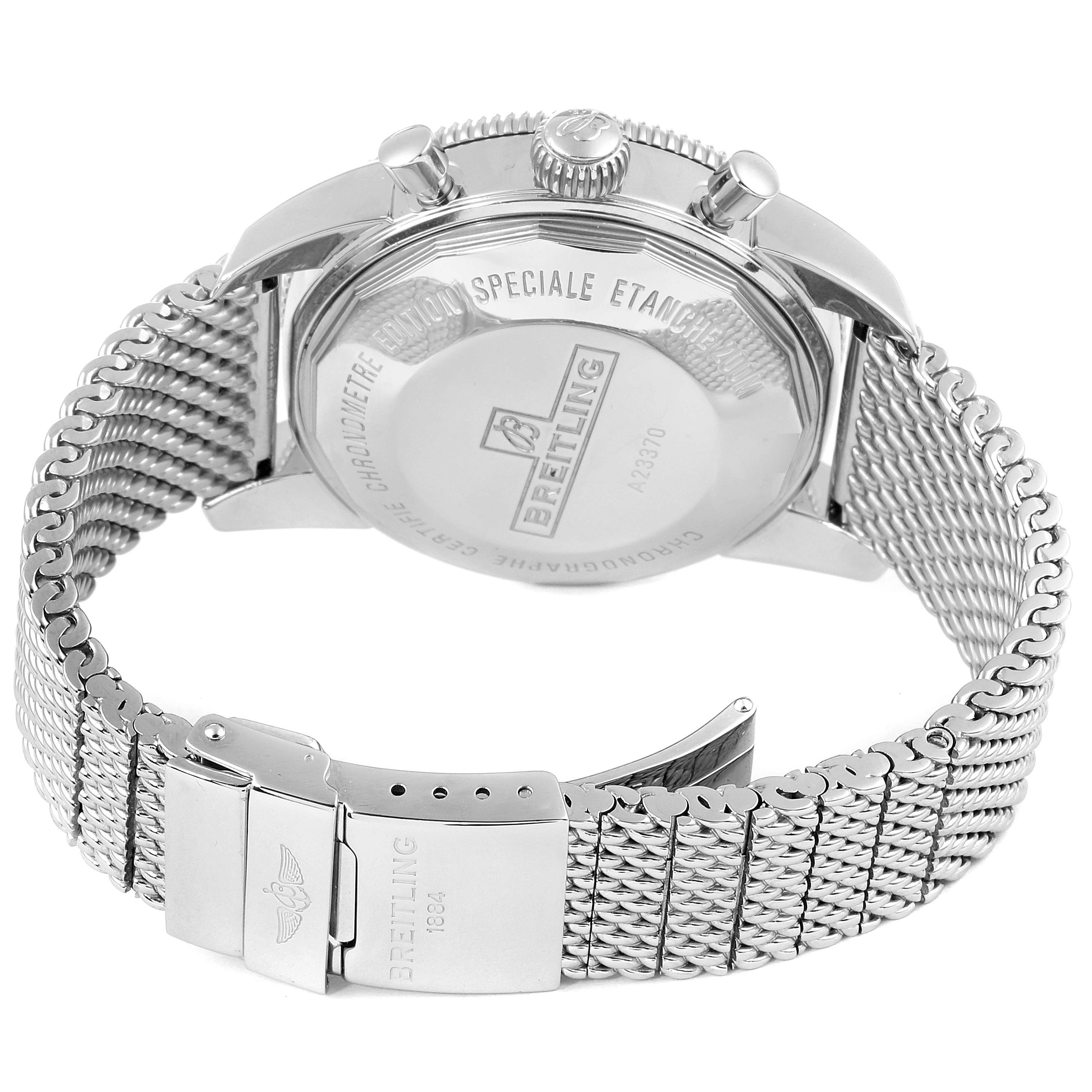 The image shows the back, case, and metal bracelet clasp of a Breitling Superocean A2337036-BB81-154A Men's Stainless Steel Black Dial A2337036-BB81-154A Men's Stainless Steel Black Dial watch.