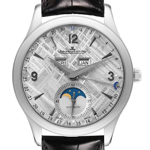 Photo of Jaeger LeCoultre Master Calendar Meteorite Steel Watch 176.8.12.S Q1558421 Paper