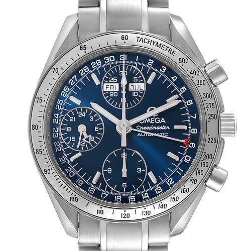 Photo of Omega Speedmaster Day-Date Blue Dial Steel Mens Watch 3523.80.00 Box Card
