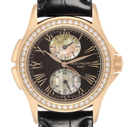 Photo of Patek Philippe Calatrava Travel Time Rose Gold Diamond Ladies Watch 4934 4934R