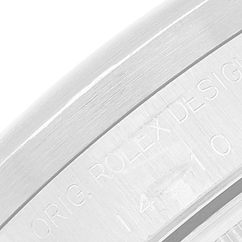 Close-up view of the engraved bezel on a Rolex Air-King 14010 Men's Stainless Steel Black Dial 14010 Men's Stainless Steel Black Dial watch.