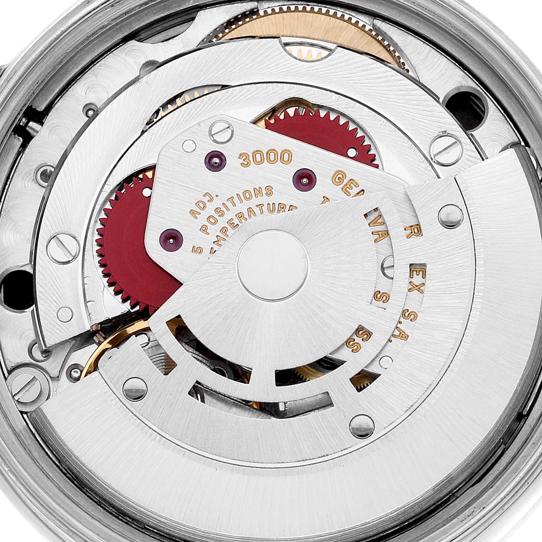 The image shows a close-up view of the internal mechanism and movement of the Rolex Air-King 14010 Men's Stainless Steel Black Dial 14010 Men's Stainless Steel Black Dial watch.