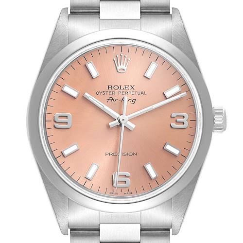 Photo of Rolex Air King 34mm Salmon Dial Domed Bezel Steel Mens Watch 14000