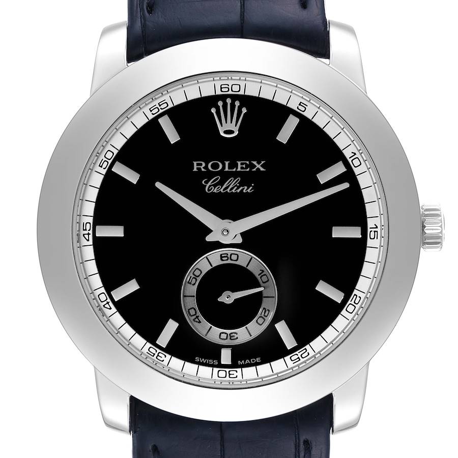 Rolex Cellini Cellinium 35mm Platinum Black Dial Mens Watch 5241 SwissWatchExpo