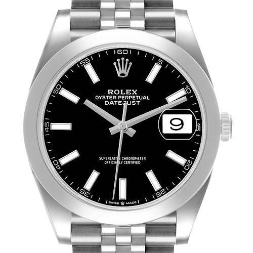 Photo of Rolex Datejust 41 Black Dial Smooth Bezel Steel Mens Watch 126300