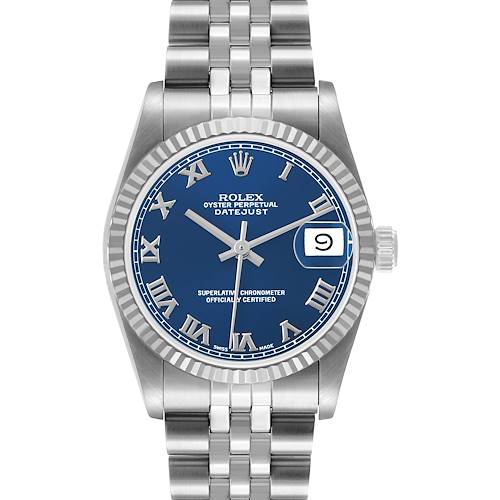 Photo of Rolex Datejust Midsize 31 Steel White Gold Blue Dial Ladies Watch 68274 Papers