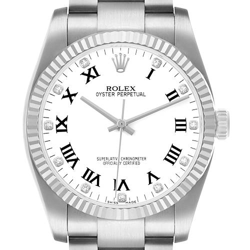 Photo of Rolex Oyster Perpetual 36 Steel White Gold Diamond Mens Watch 116034