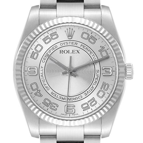 Photo of Rolex Oyster Perpetual Steel White Gold Silver Concentric Dial Mens Watch 116034