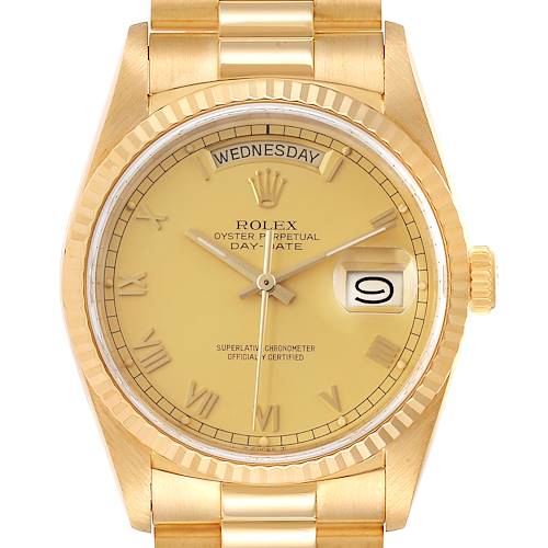 Photo of Rolex President Day-Date Yellow Gold Roman Dial Mens Watch 18238