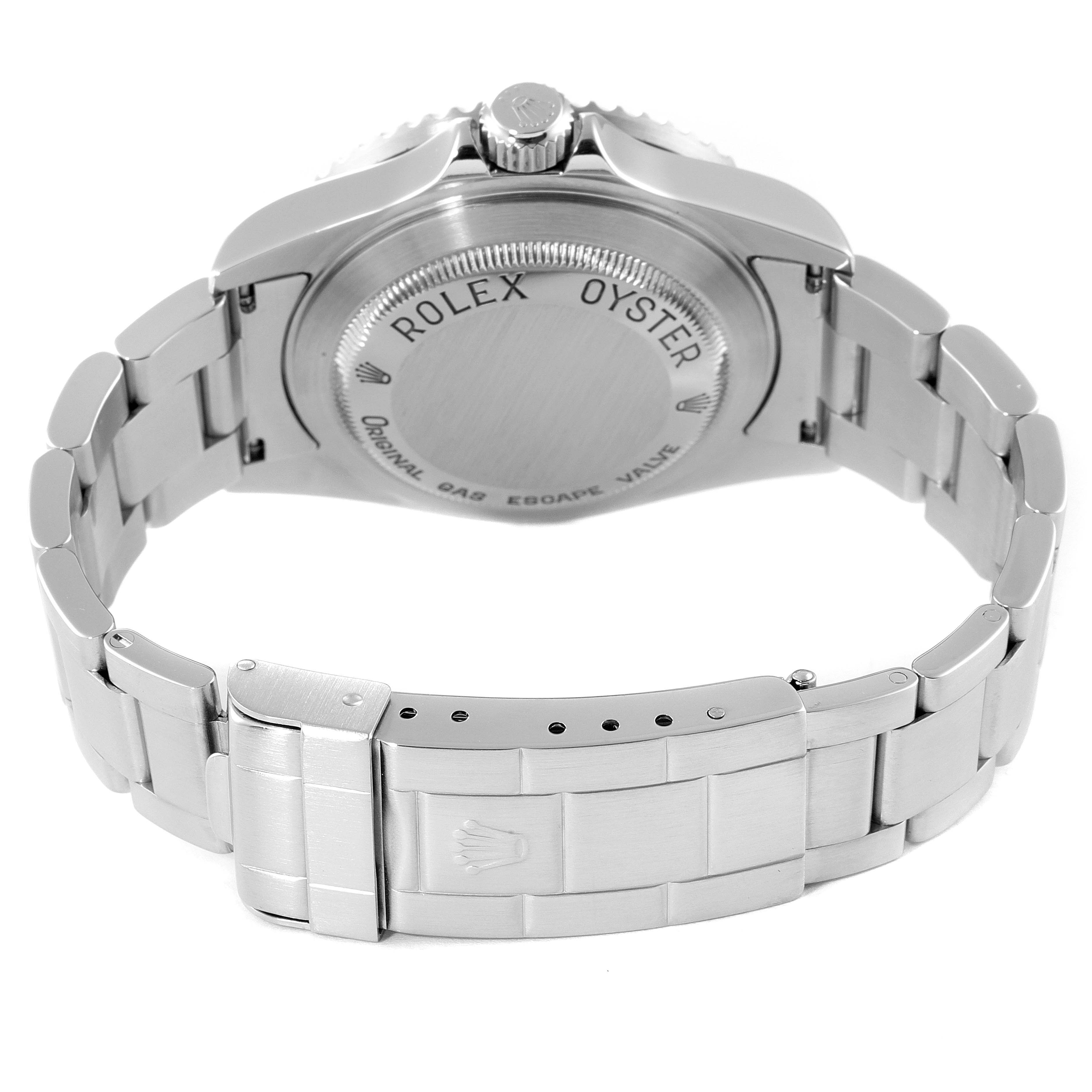 This image shows the case back and bracelet of a Rolex Sea-Dweller 16600 Men
s Stainless Steel Black Dial 16600 Men
s Stainless Steel Black Dial watch from a rear angle.