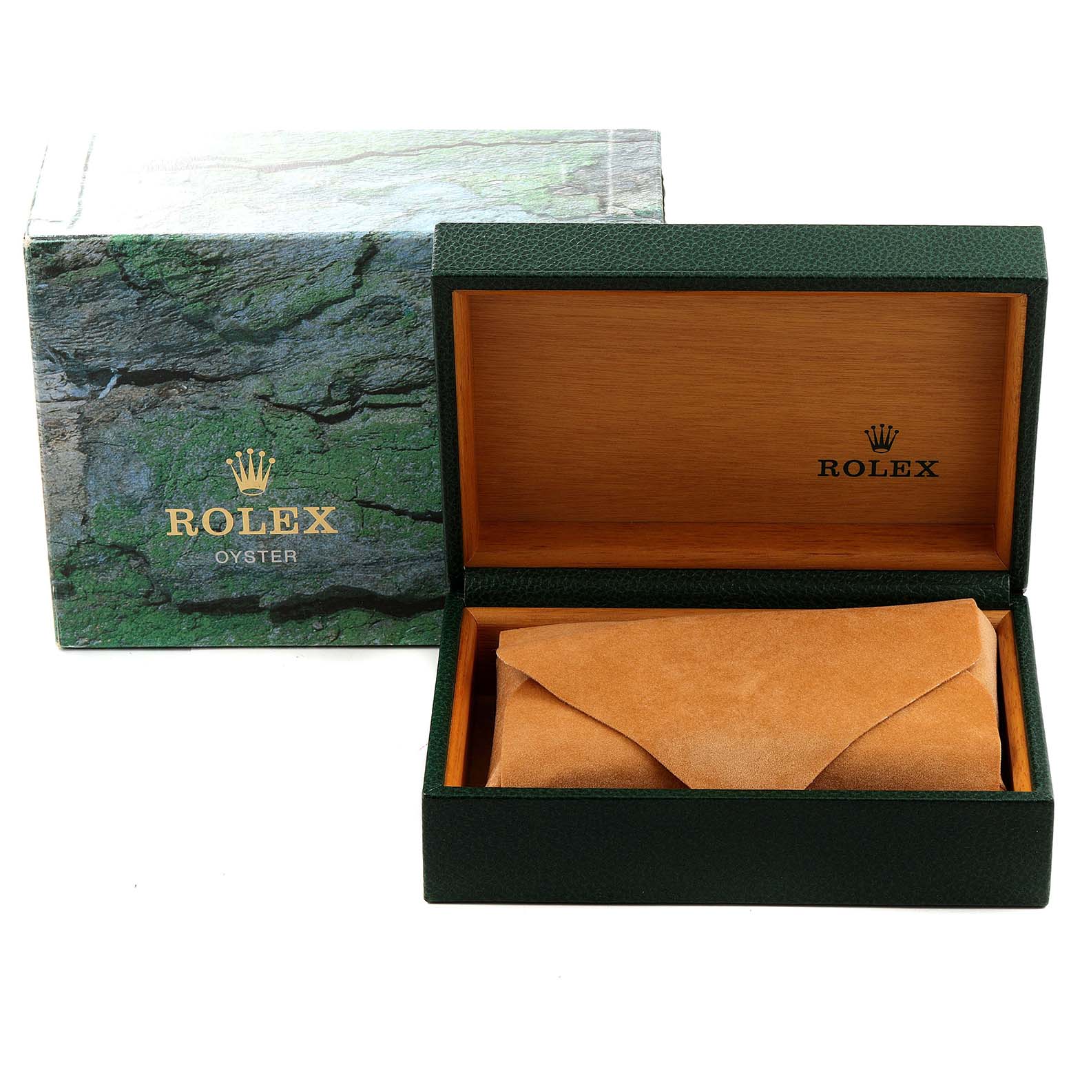 The image shows the open box and packaging set for the Rolex Sea-Dweller 16600 Men
s Stainless Steel Black Dial 16600 Men
s Stainless Steel Black Dial watch.