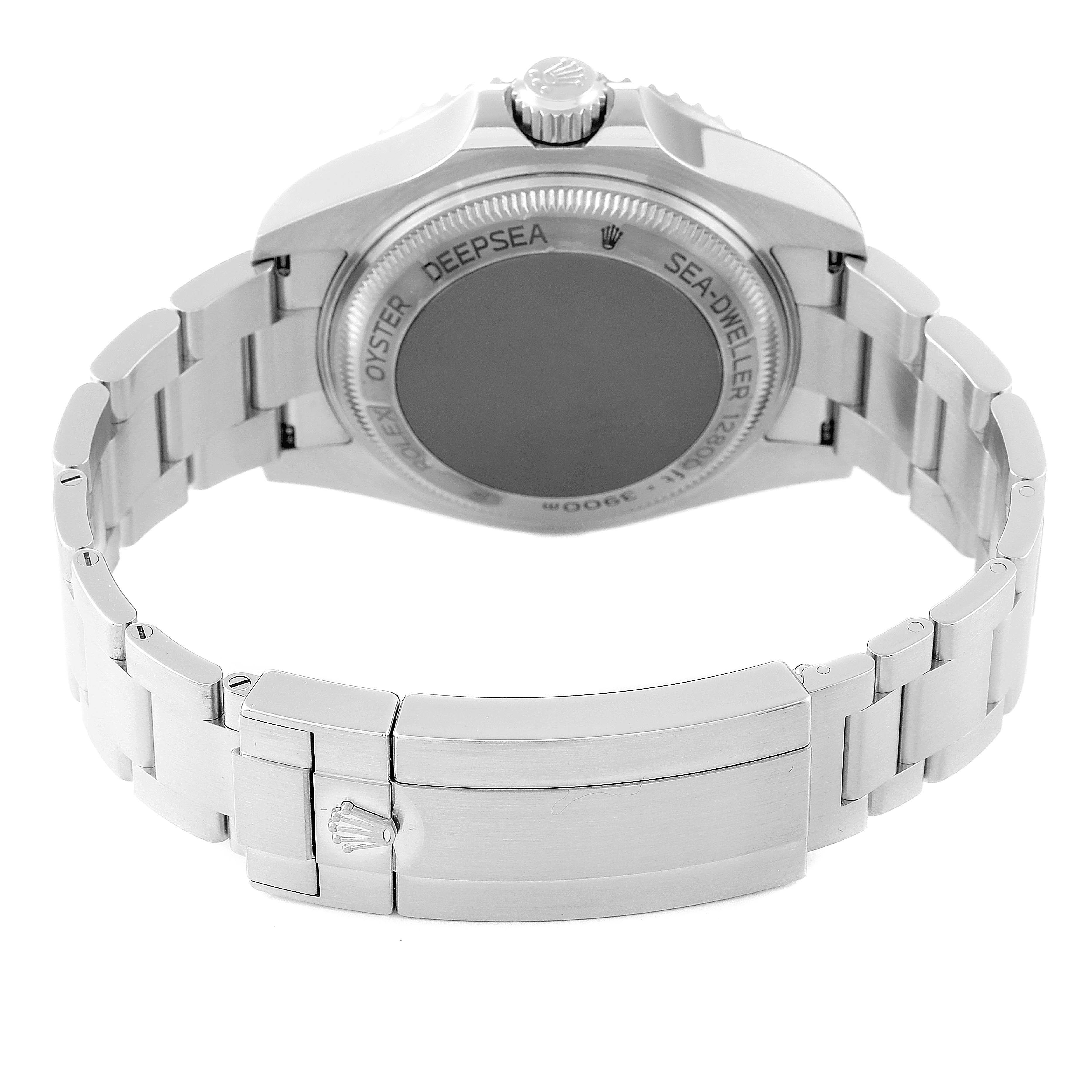 This image shows the back and bracelet clasp of the Rolex Sea-Dweller 126660 Men's Stainless Steel Black Dial 126660 Men's Stainless Steel Black Dial watch from a rear angle.